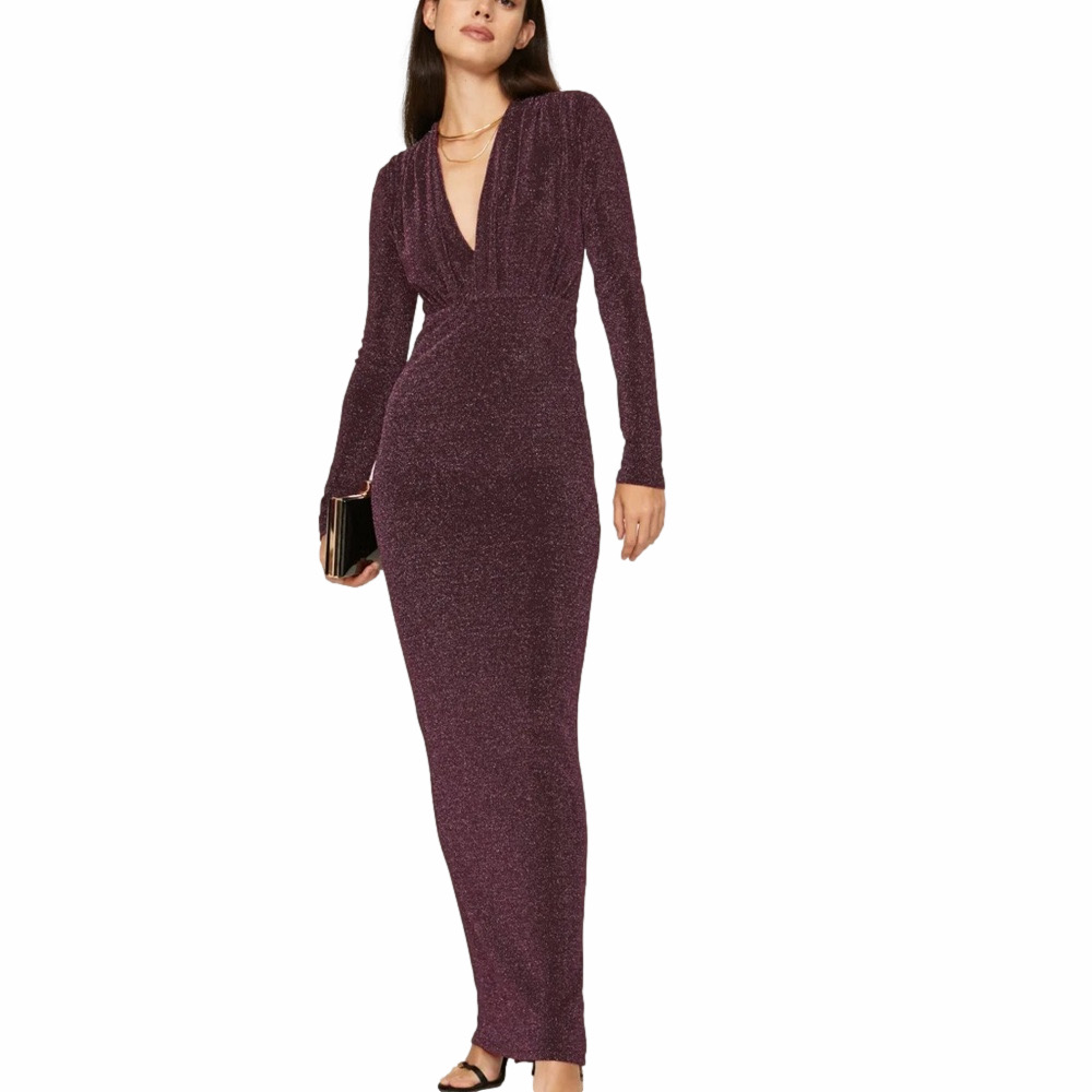 Line and Dot Opal Purple Metallic Dress Size Small